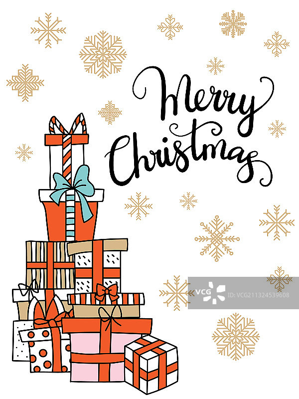 圣诞快乐：祝贺卡片与礼品盒图片素材