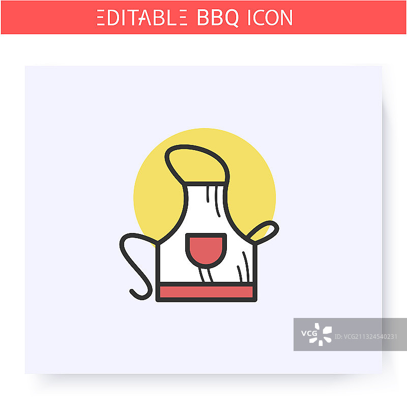 可编辑的烹饪围裙彩色图标图片素材