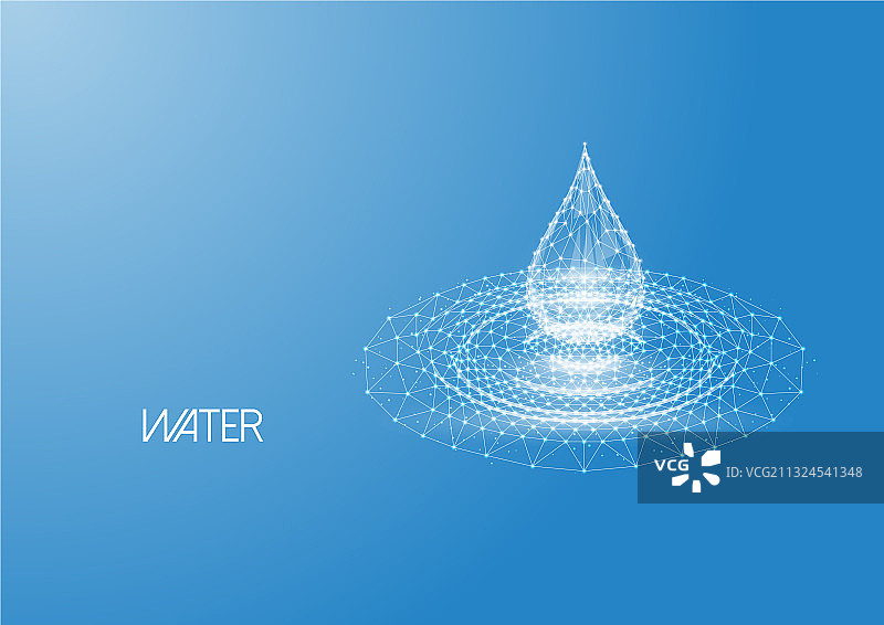 未来主义风格的低多边形水滴飞溅效果图片素材