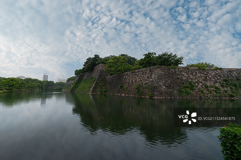 日本大阪城护城河城墙图片素材