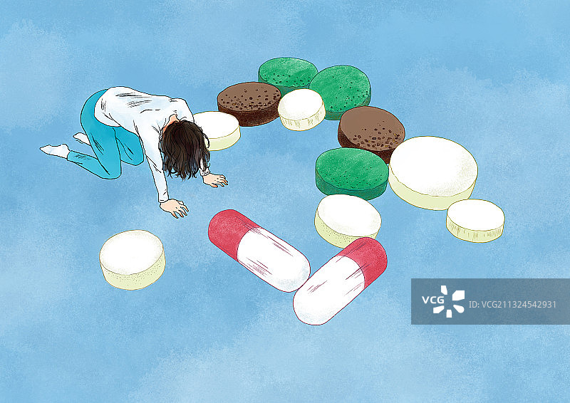 生病吃药很崩溃2图片素材