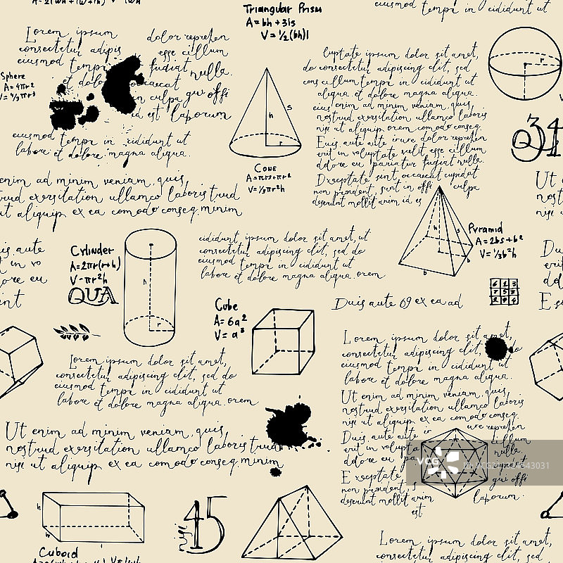 手写lorem ipsum文本无缝图案图片素材