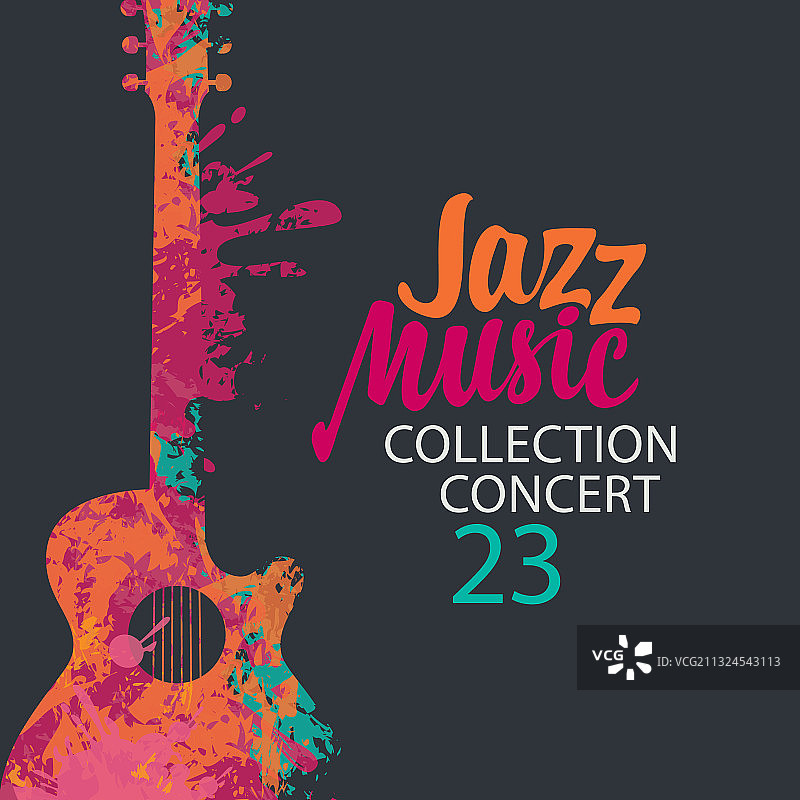 带吉他的爵士音乐收藏海报图片素材