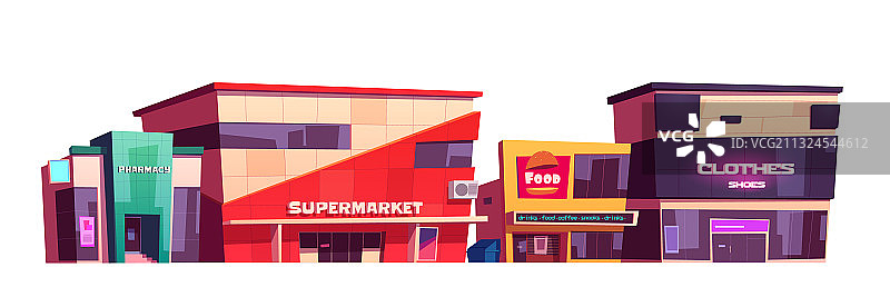 商店建筑服装店超市外立面图片素材