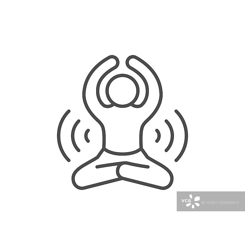 瑜伽或冥想线条轮廓图标图片素材