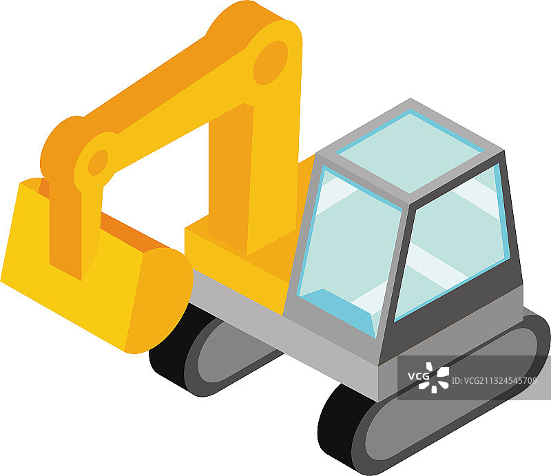 建筑挖掘机2.5D图标图片素材