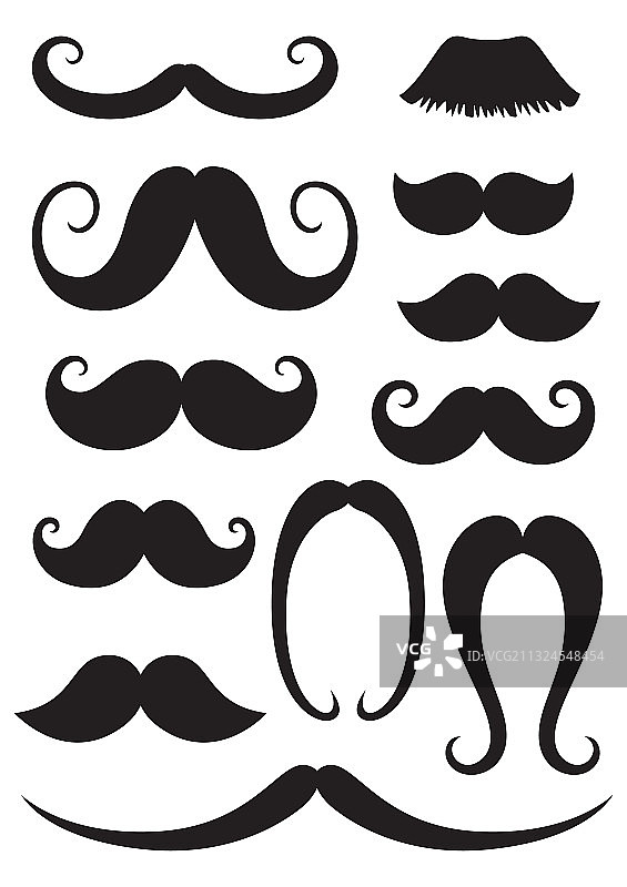 白色背景上的黑色胡须轮廓图案图片素材
