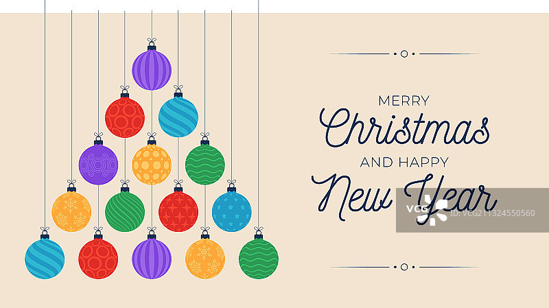 圣诞节新年贺卡扁平卡通卡片图片素材