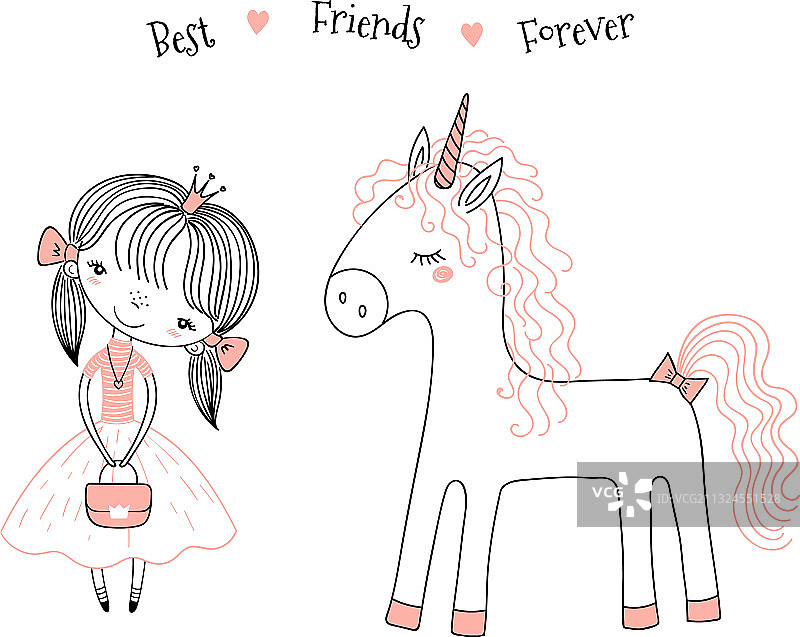 可爱的公主和独角兽图片素材