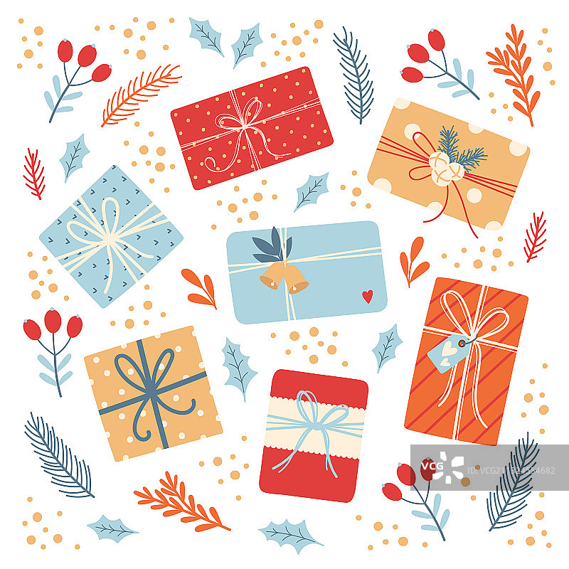 白色背景上的圣诞礼物图片素材