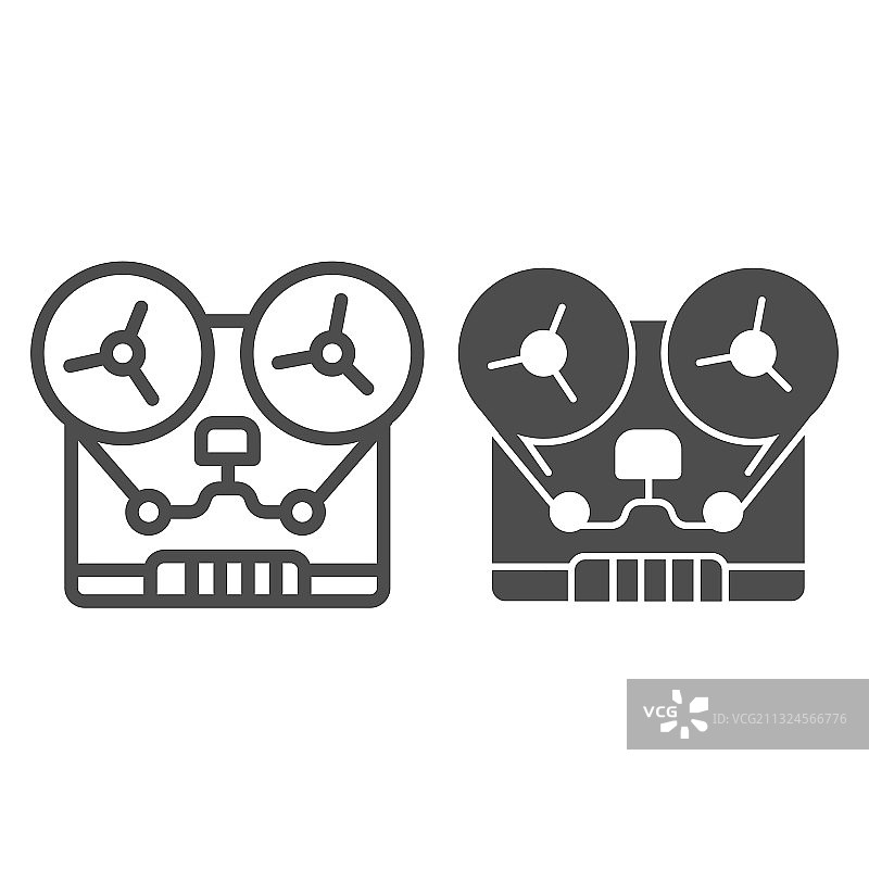 复古录音机线性图标图片素材