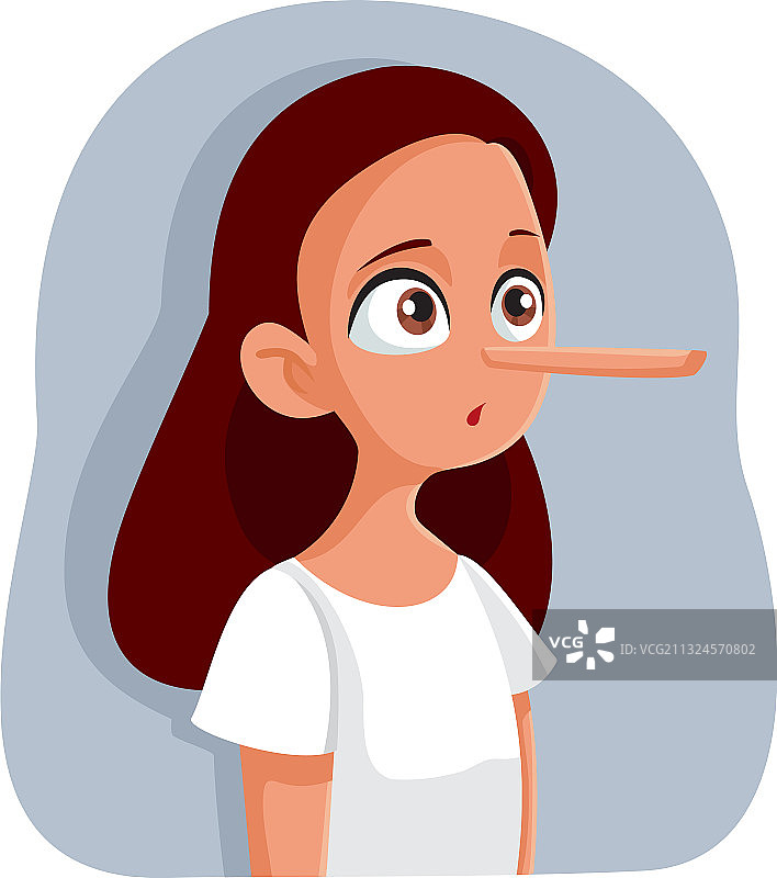 长鼻子卡通少女说谎图片素材