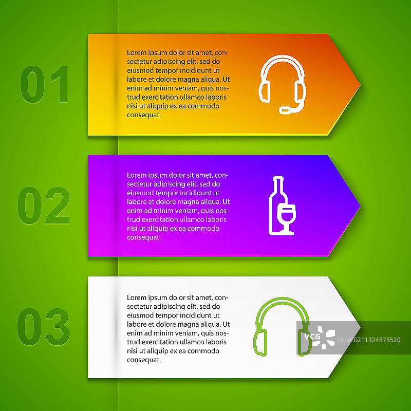 带麦克风耳机葡萄酒瓶线条组合图片素材