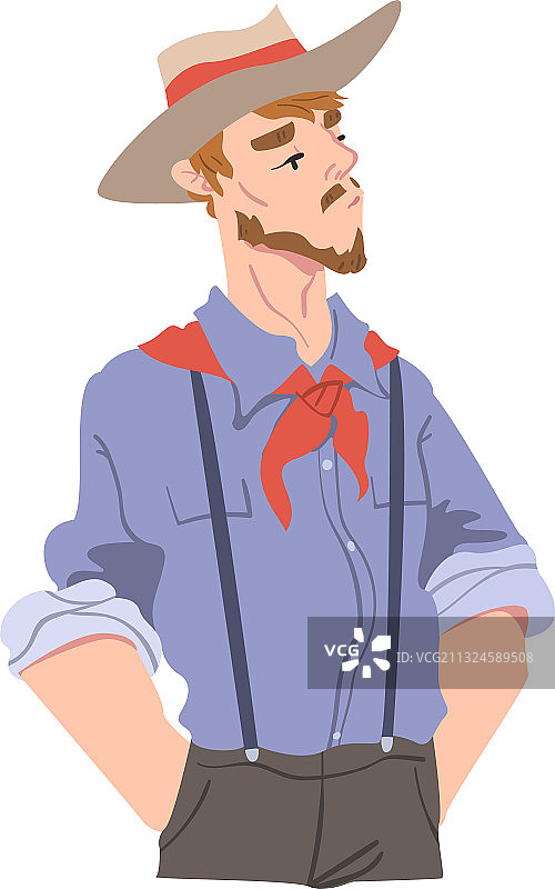 戴牛仔帽和头巾的卡通青年图片素材