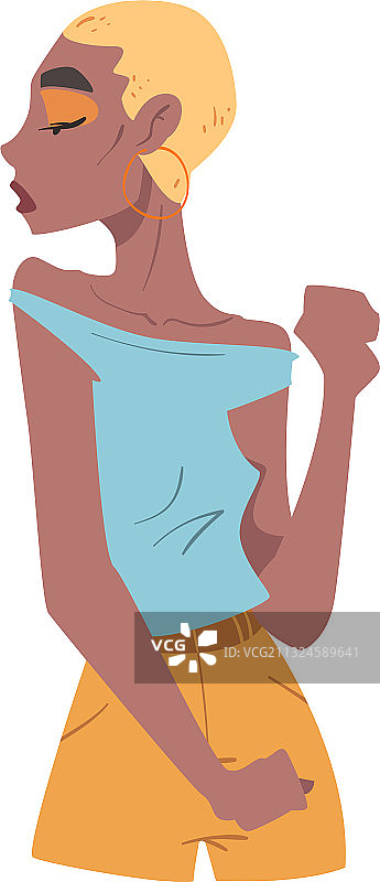 卡通风格的时尚黄衣丽人图片素材