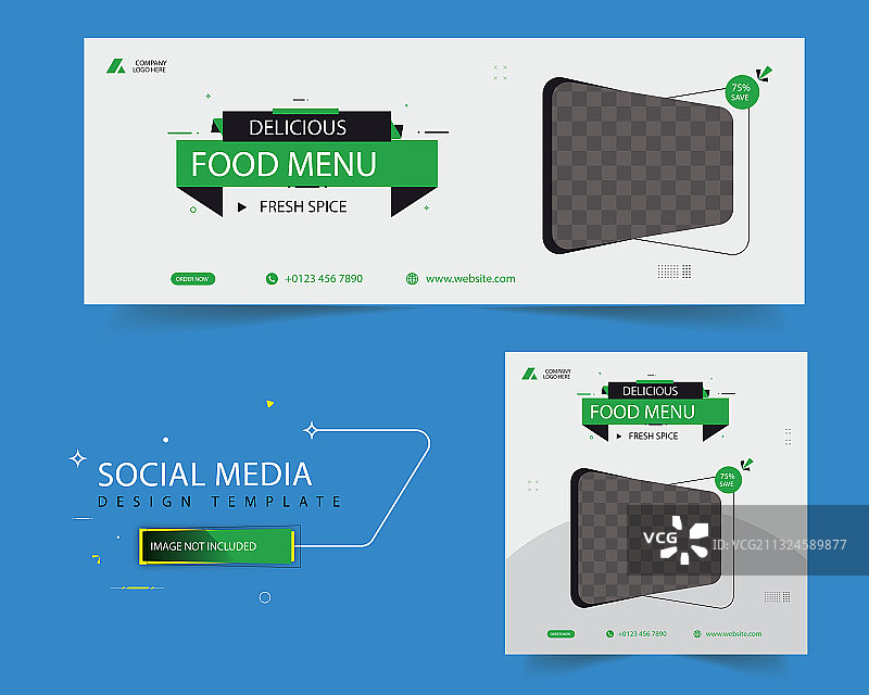 食品社交媒体banner和社交媒体帖子图片素材