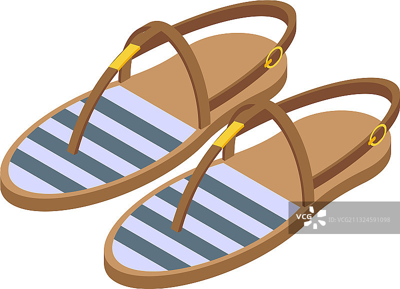 海滩凉鞋图标2.5D风格图片素材