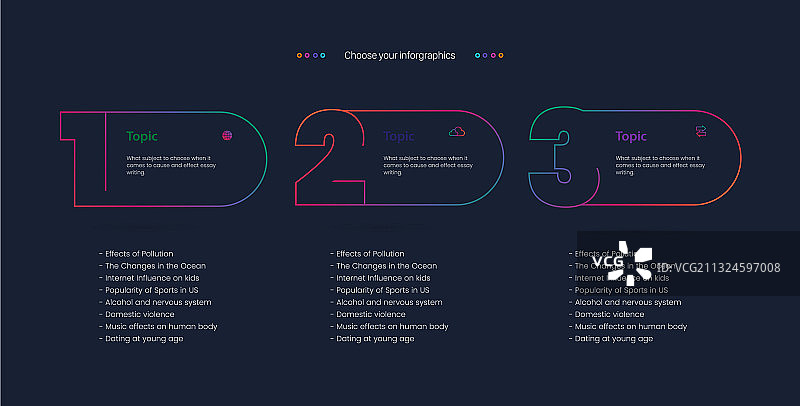 商务数据可视化信息图表3选项图片素材