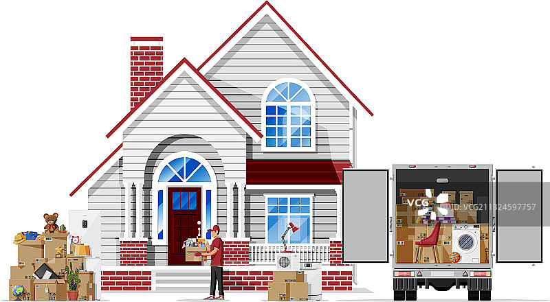 搬到新家，全家搬迁到新居图片素材