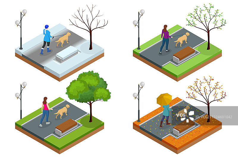 在公园里散步的2.5D休闲装女孩图片素材