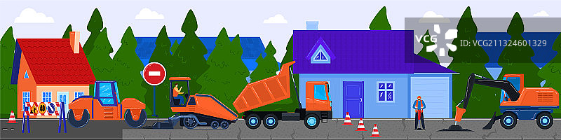 道路施工卡通图片素材