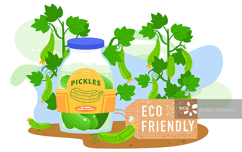 腌黄瓜食品卡通扁平图片素材