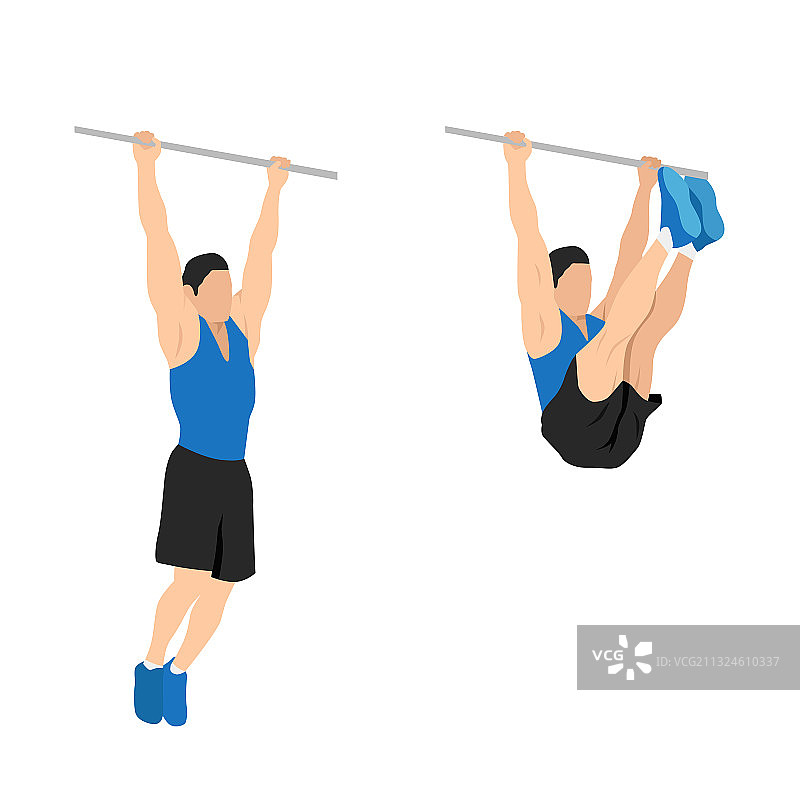 男子在单杠上做悬垂抬腿图片素材