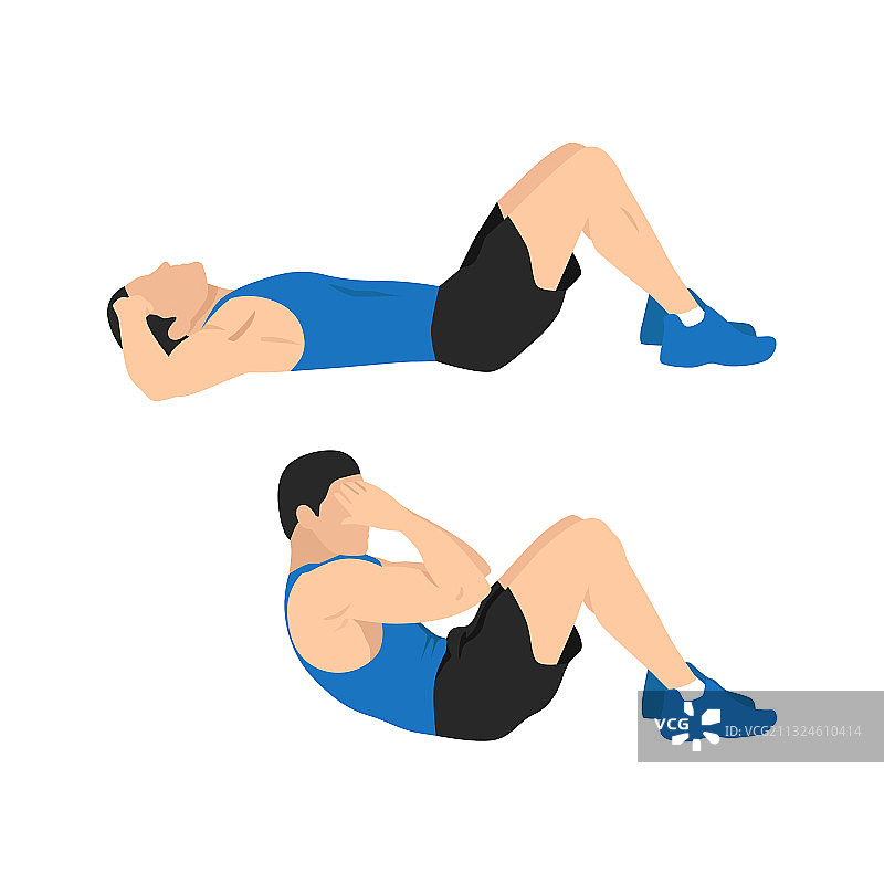 男人做仰卧起坐腹部运动图片素材