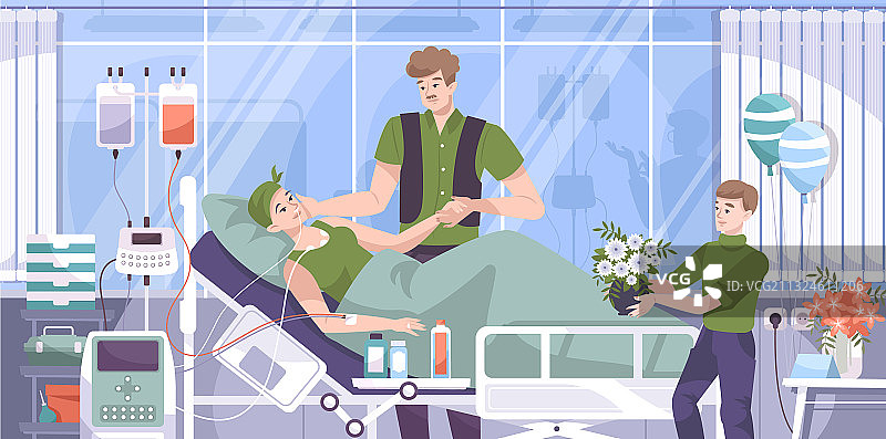 肿瘤科患者支持扁平设计图片素材