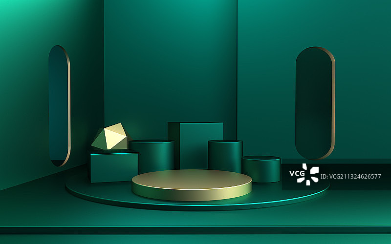 3D创意几何质感科技展台图片素材