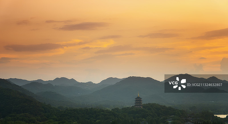 航拍杭州西湖山水风光图片素材