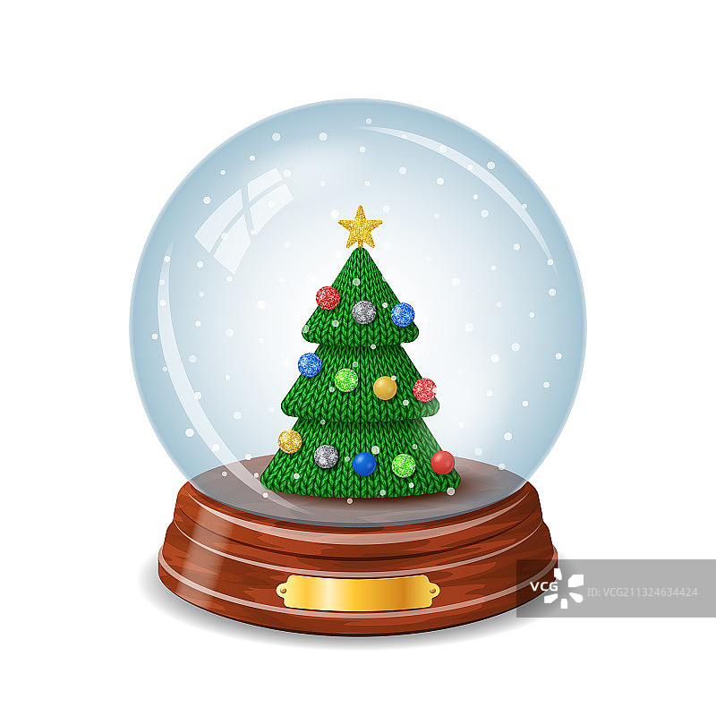 带有针织圣诞树的雪球图片素材