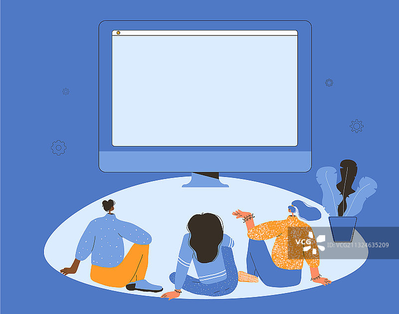 朋友聚会，三位年轻女性居家度假图片素材