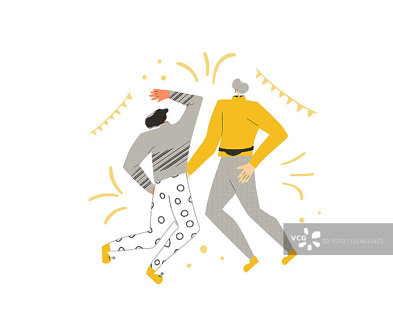 节日活动：休闲装扮的两人图片素材