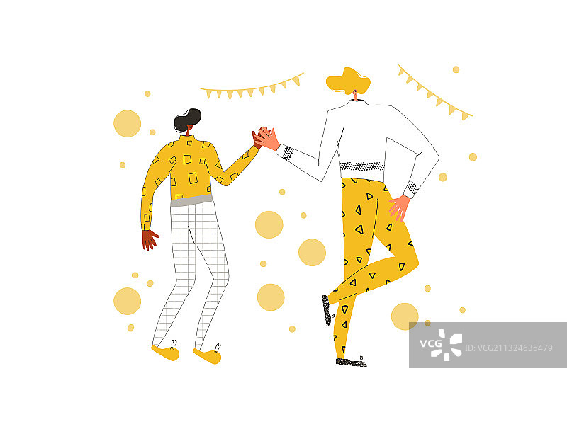 节日活动：休闲装扮的两人图片素材