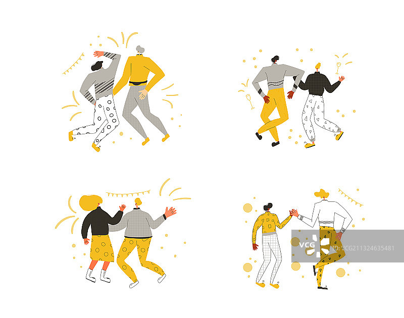 节日活动：休闲装扮的两人图片素材