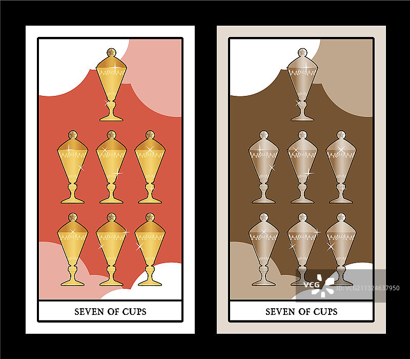 七杯塔罗牌：带盖子的七个杯子图片素材