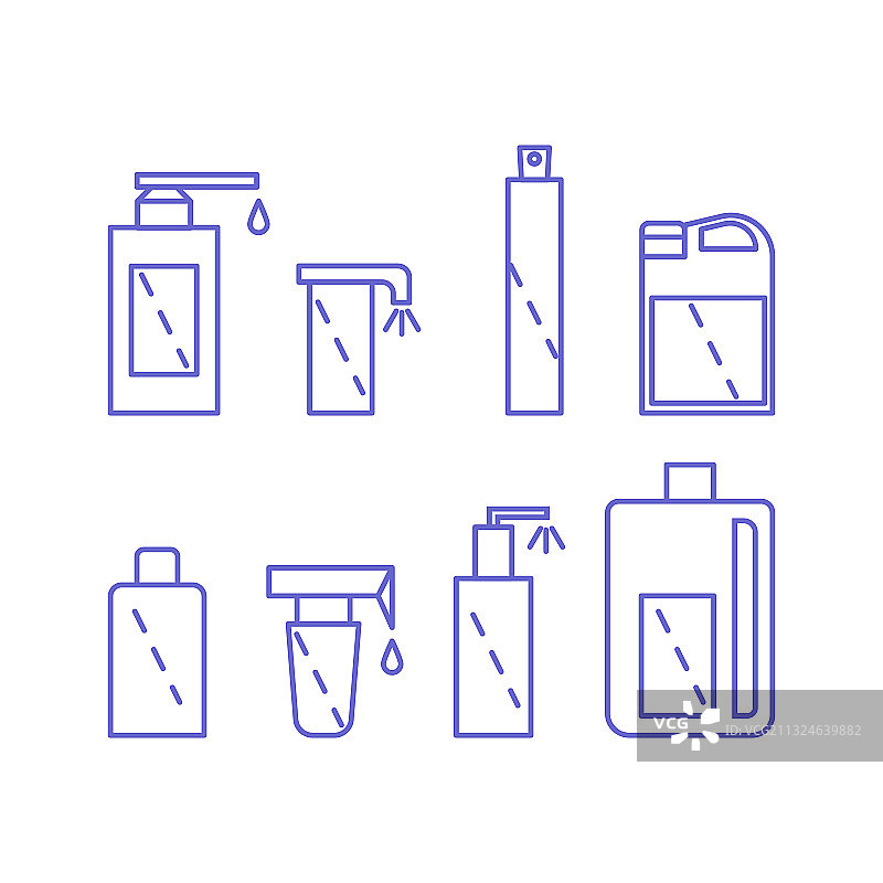 简约线条消毒液轮廓图标集图片素材