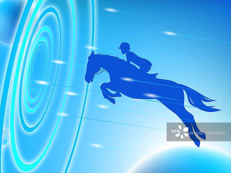 骑手骑马飞奔剪影图片素材