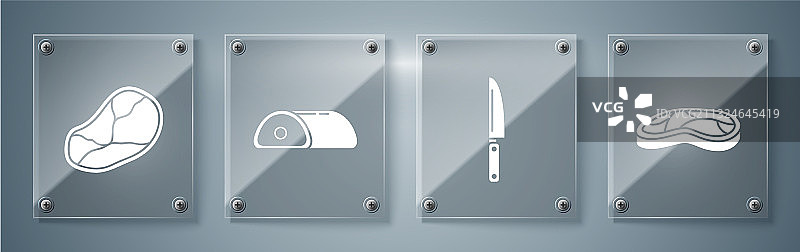 牛排肉刀具组合图片素材