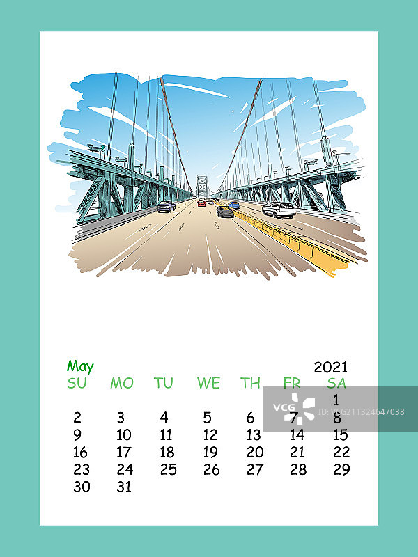 2021年5月日历表（费城）图片素材