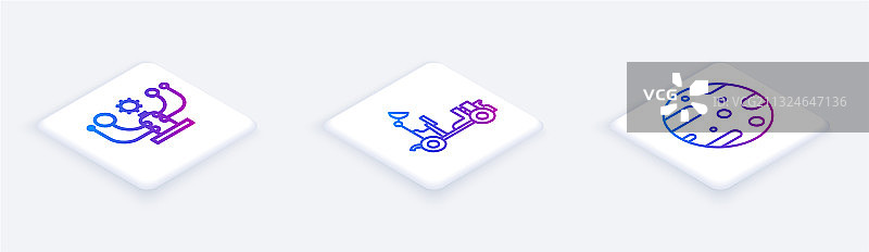 2.5D等距线太阳系火星探测车图标图片素材