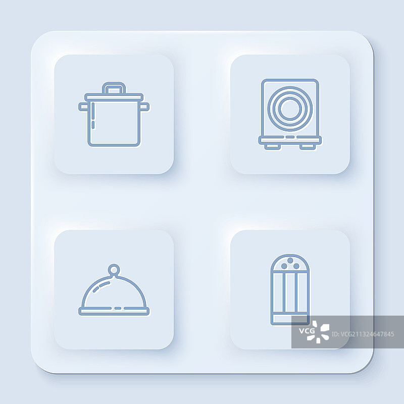 带盖电炉烹饪锅线条稿图片素材