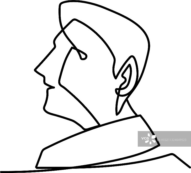 男人侧面像连续线条风格图片素材
