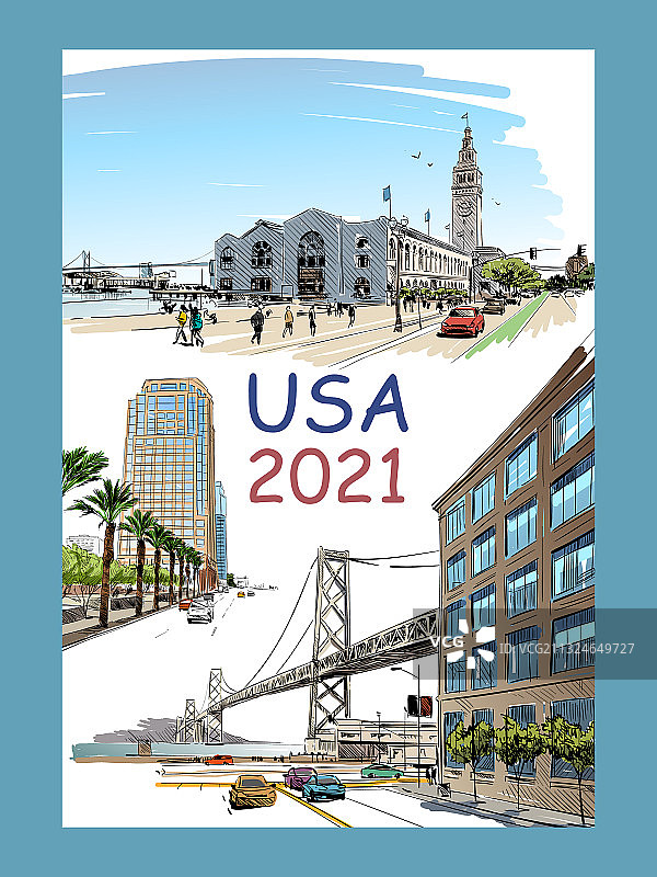 美国2021年日历封面图片素材