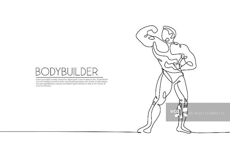 年轻强壮模特的单线画图片素材