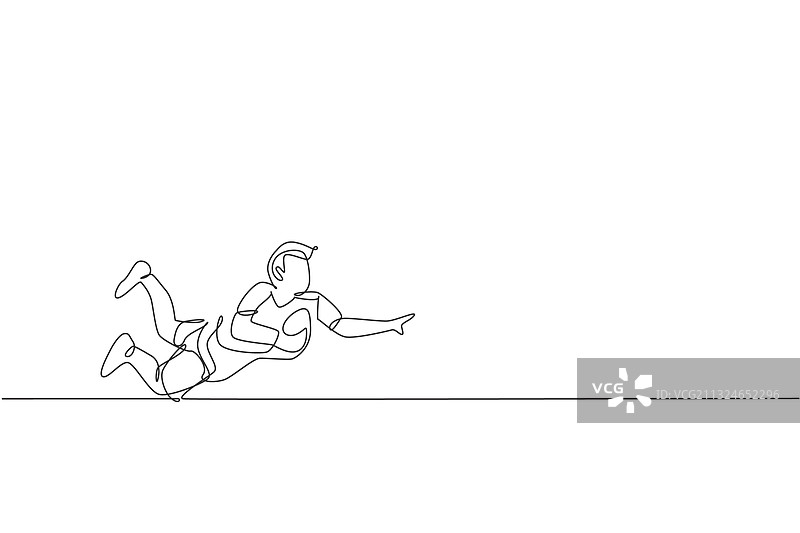 单线连续绘画：敏捷的年轻人图片素材