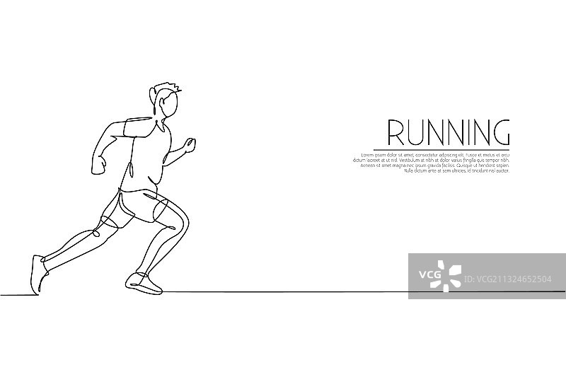 充满活力的年轻男人单线画图片素材