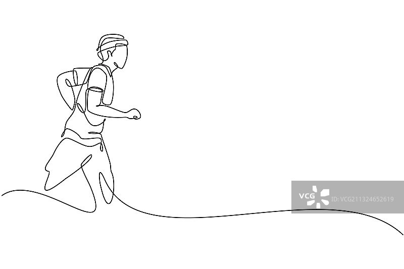 运动型年轻人连续线条画图片素材