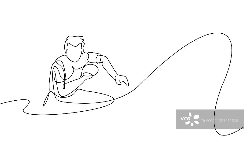 充满活力的年轻男人单线画图片素材